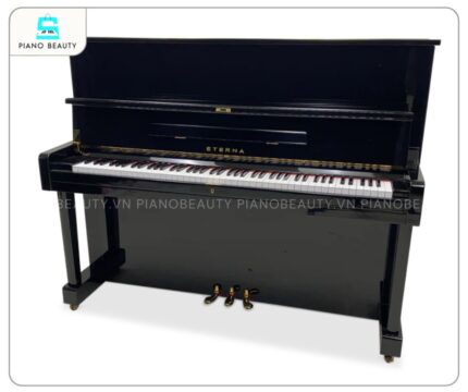 Đàn Piano Eterna 1 sở hữu kiểu dáng đứng quen thuộc, hòa quyện giữa nét đẹp cổ điển và sự hiện đại