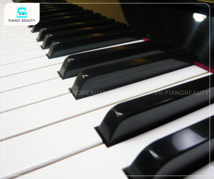 Đàn Piano Yamaha U5AS với phím trắng sử dụng chất liệu Acrylic, trong khi phím đen được làm từ Phenolic