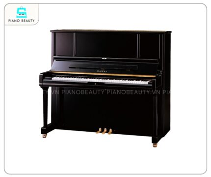 Đàn piano cơ Kawai KU1 thiết kế tinh tế với lớp sơn đen bóng