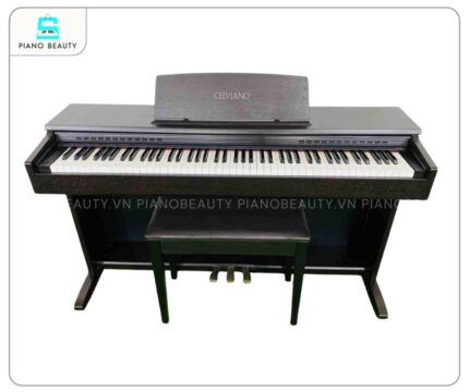 Piano điện Casio AP26 được hoàn thiện với tông màu gỗ nâu đen thanh lịch