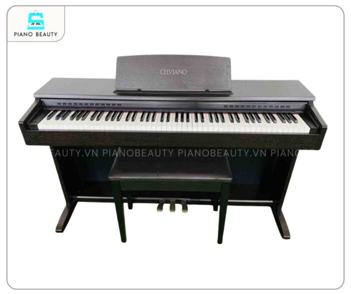 Piano điện Casio AP26 được hoàn thiện với tông màu gỗ nâu đen thanh lịch